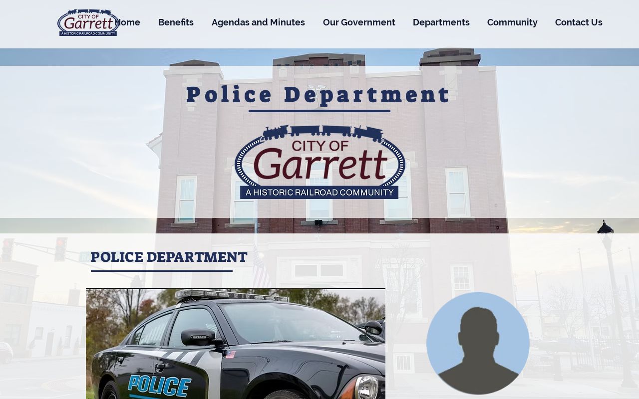 Garrett Police Department contact page for Garrett arrest records
