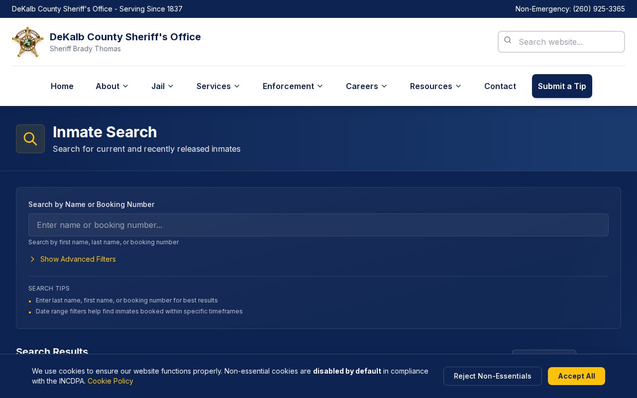 DeKalb County Jail current inmate search booking form